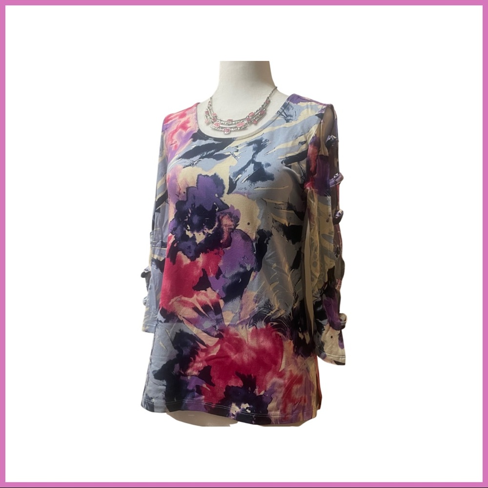 Cleo Women’s Shirt, Size XS, Color: pink, blue, purple, off-white, long sleeve